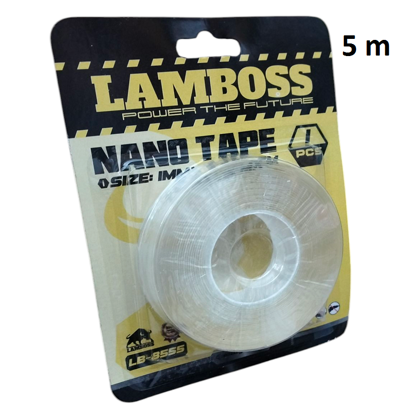 Bande Adhésive Double Face Nano Lamboss 5M – Transparente, Réutilisable & Ultra Résistante