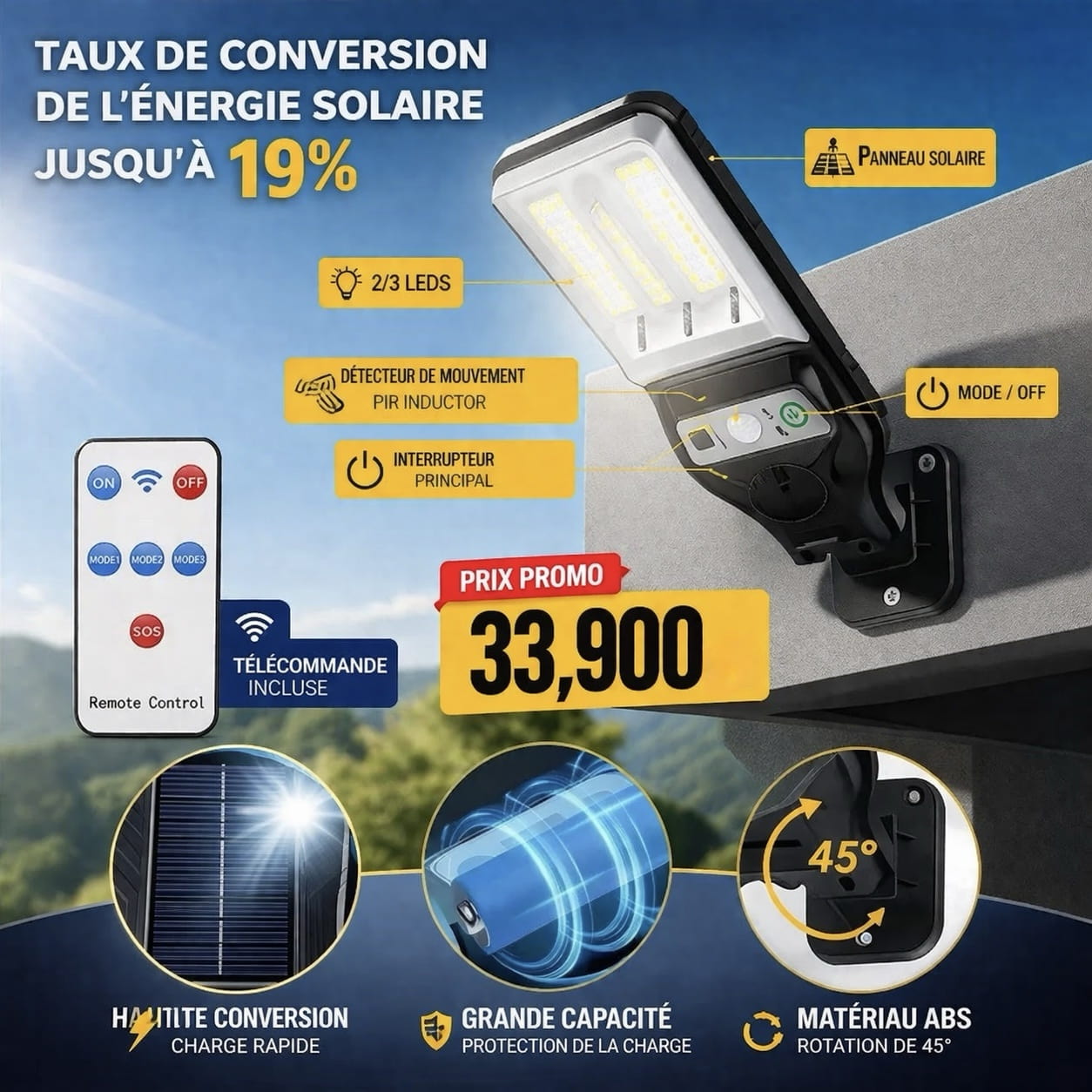 19f39b05-3468-49f0-af4a-f15439af38c0 Lampadaire Solaire avec Détecteur de Mouvement 526-2 – Éclairage Extérieur LED – Image 1