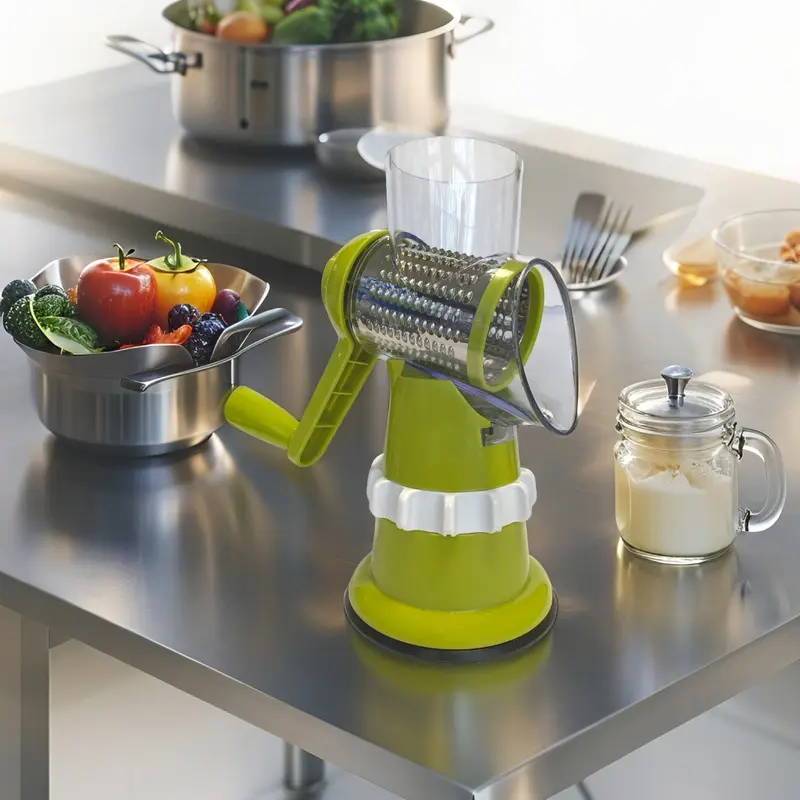 2cbe912e4240398f4b4f09c6540f72e4aa763470d3a5c823a40b00d773fbac3b_lg TableTop Drum Grater – Râpe Manuelle Multifonction avec Tambour Rotatif – Image 7