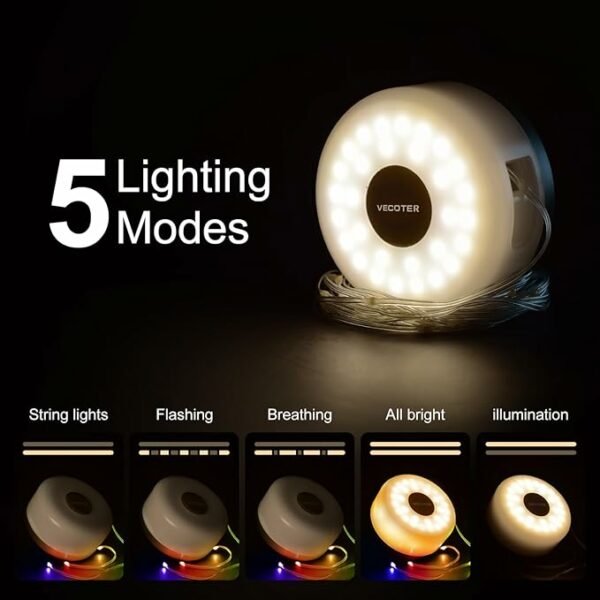 Guirlande LED Extérieure 2-en-1 – 8 m, 5 Modes, Camping & Jardin – Image 3