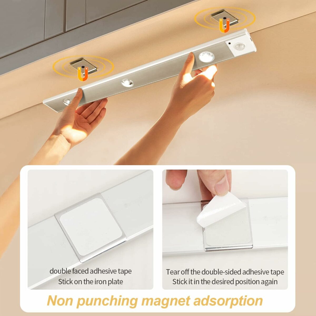 614UBTKPXJL._AC_SL1500_ Lumière LED Sans Fil Rechargeable USB – Détecteur de Mouvement & Veilleuse Ultra Fine pour Cuisine, Chambre, Armoire – Image 2