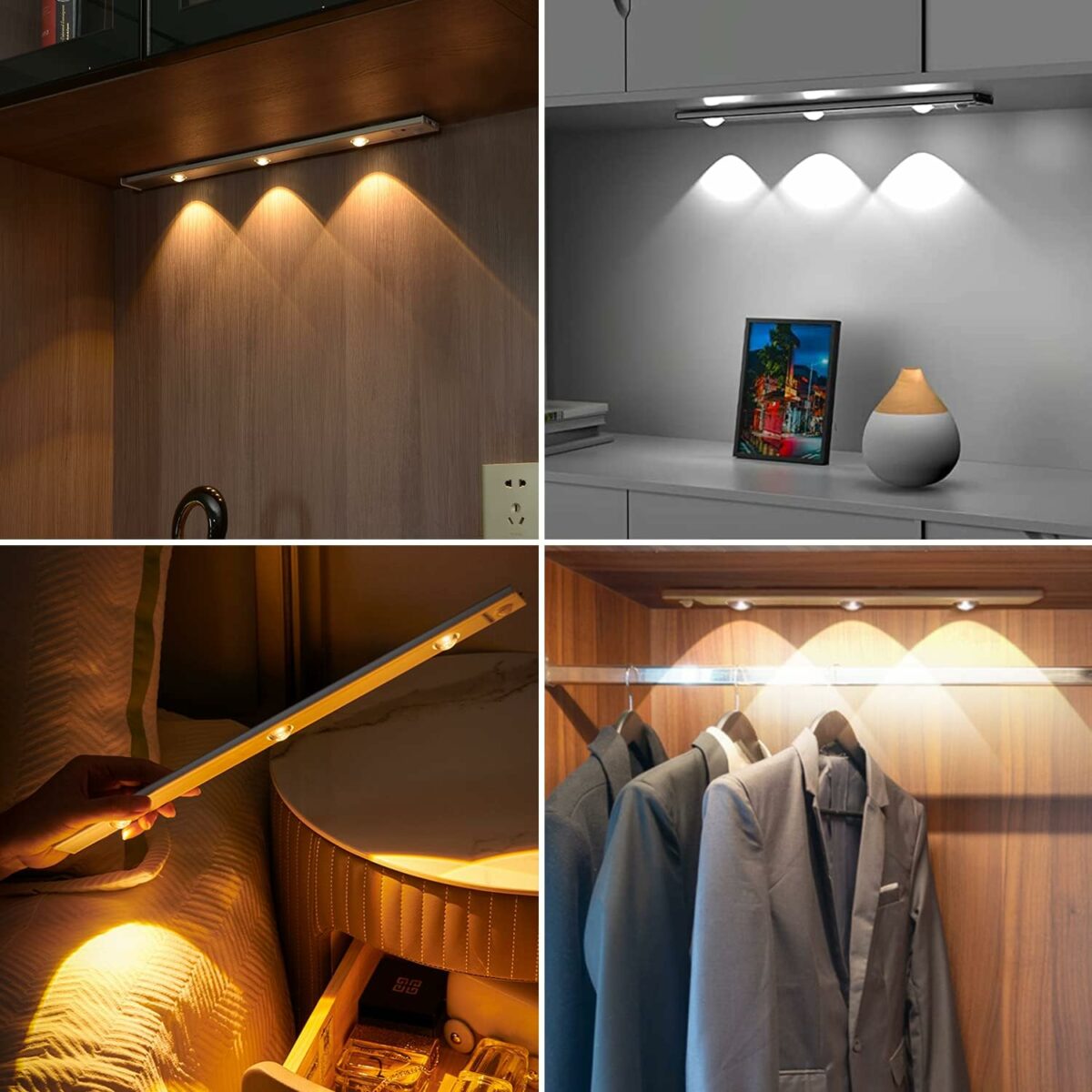 71z7PfdQjTL._AC_SL1500_ Lumière LED Sans Fil Rechargeable USB – Détecteur de Mouvement & Veilleuse Ultra Fine pour Cuisine, Chambre, Armoire – Image 3
