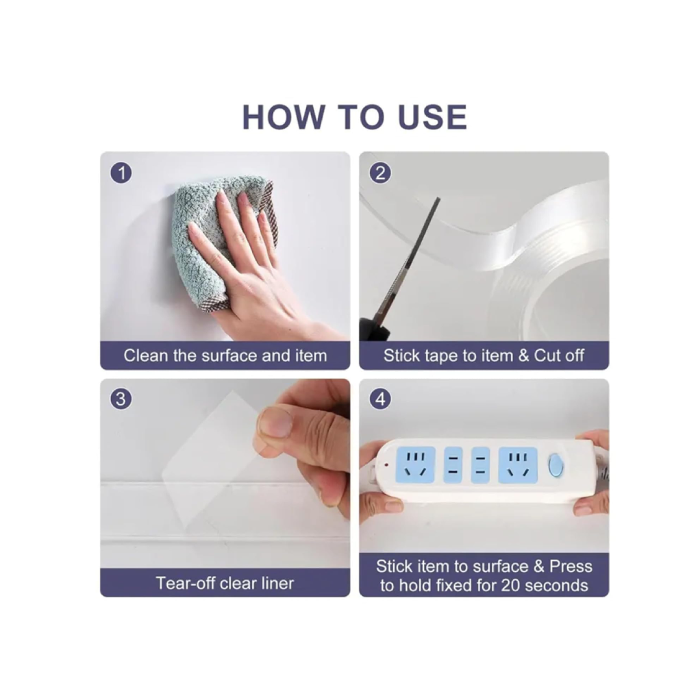 Bande Adhésive Double Face Silicone 3M – Transparente, Réutilisable & Résistante à la Chaleur