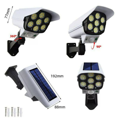Lampe Solaire Extérieure 77 LED avec Détecteur de Mouvement - Éclairage Sécurité Forme Caméra
