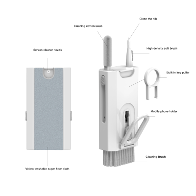 Kit de Nettoyage Multifonction 8 en 1 - Outils de Nettoyage Précis pour Téléphone, Ordinateur, Console et Objets Délicats