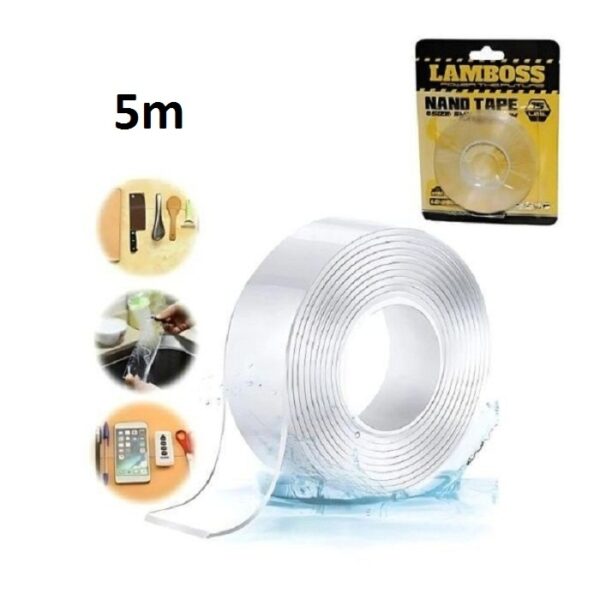 Bande Adhésive Double Face Nano Lamboss 5M – Transparente, Réutilisable & Ultra Résistante