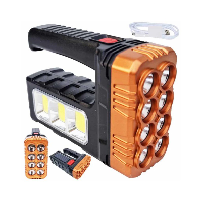 Lampe de Poche Solaire Rechargeable - Projecteur LED et Powerbank Intégré - Éclairage d'Urgence 3-en-1