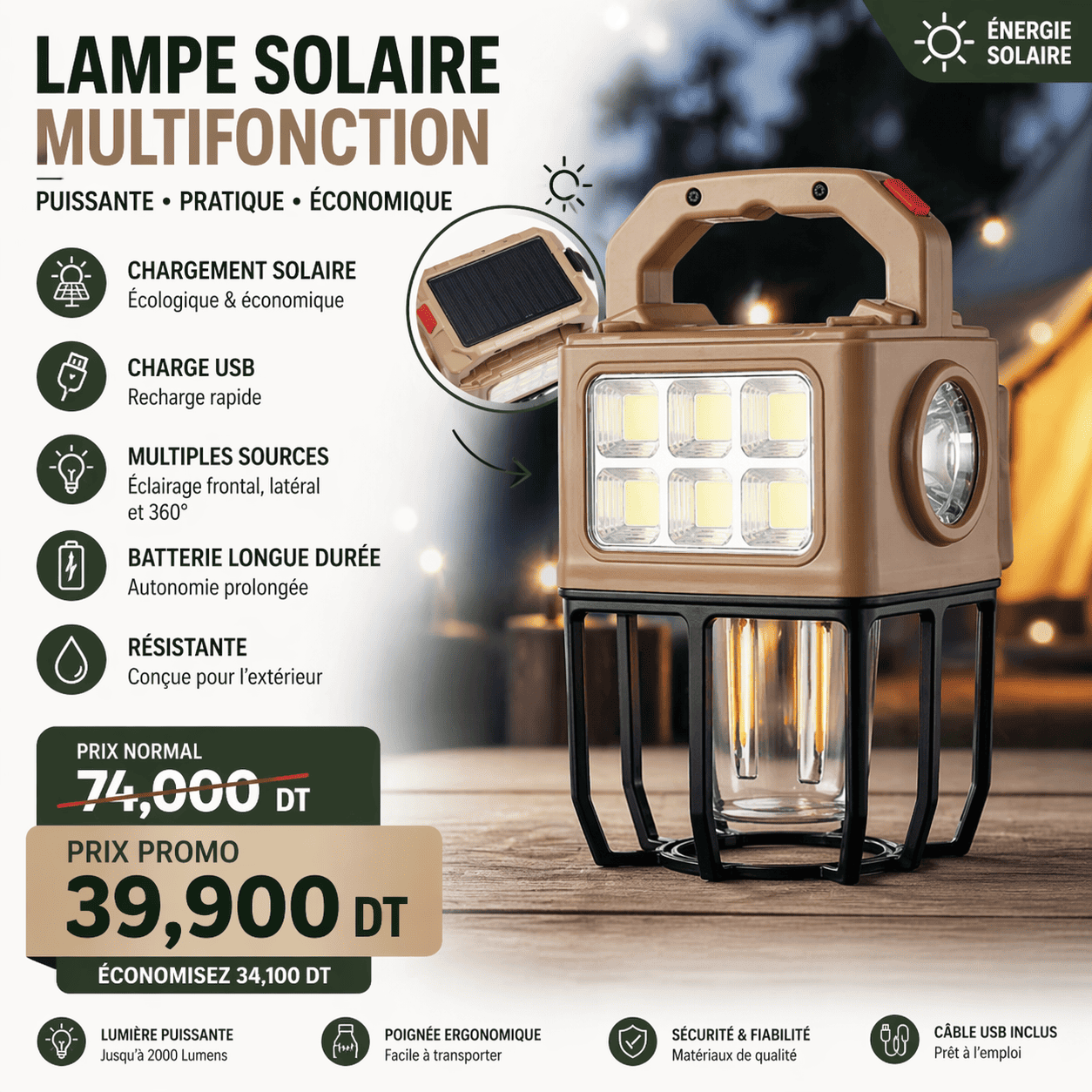 d49830c0-6577-44e9-901e-7de0ccbd1ea7 Lampe Solaire Multi-Sources BY-9802A – Recharge Solaire – Image 1