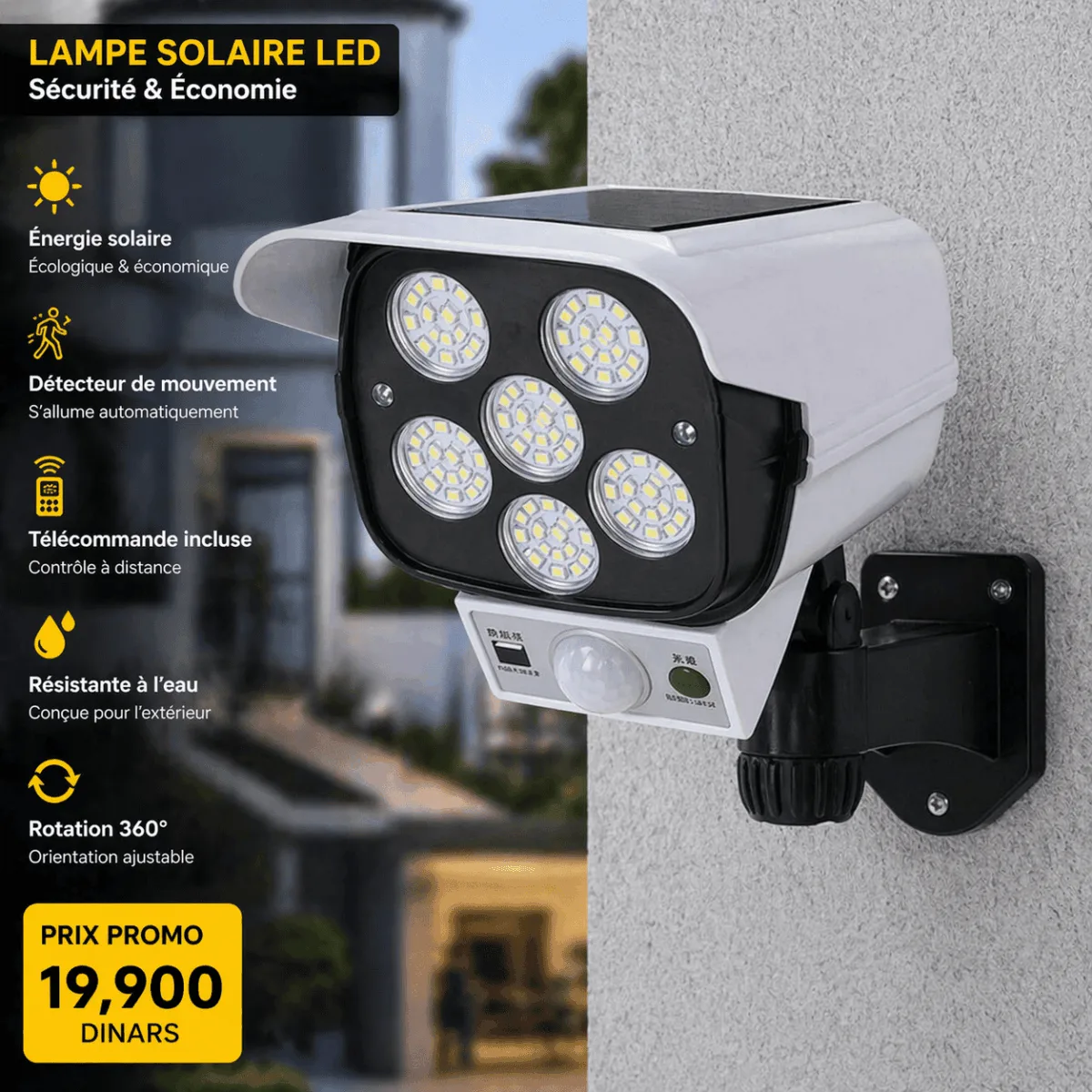 Lampe Solaire Extérieure 77 LED avec Détecteur de Mouvement - Éclairage Sécurité Forme Caméra – Image 2