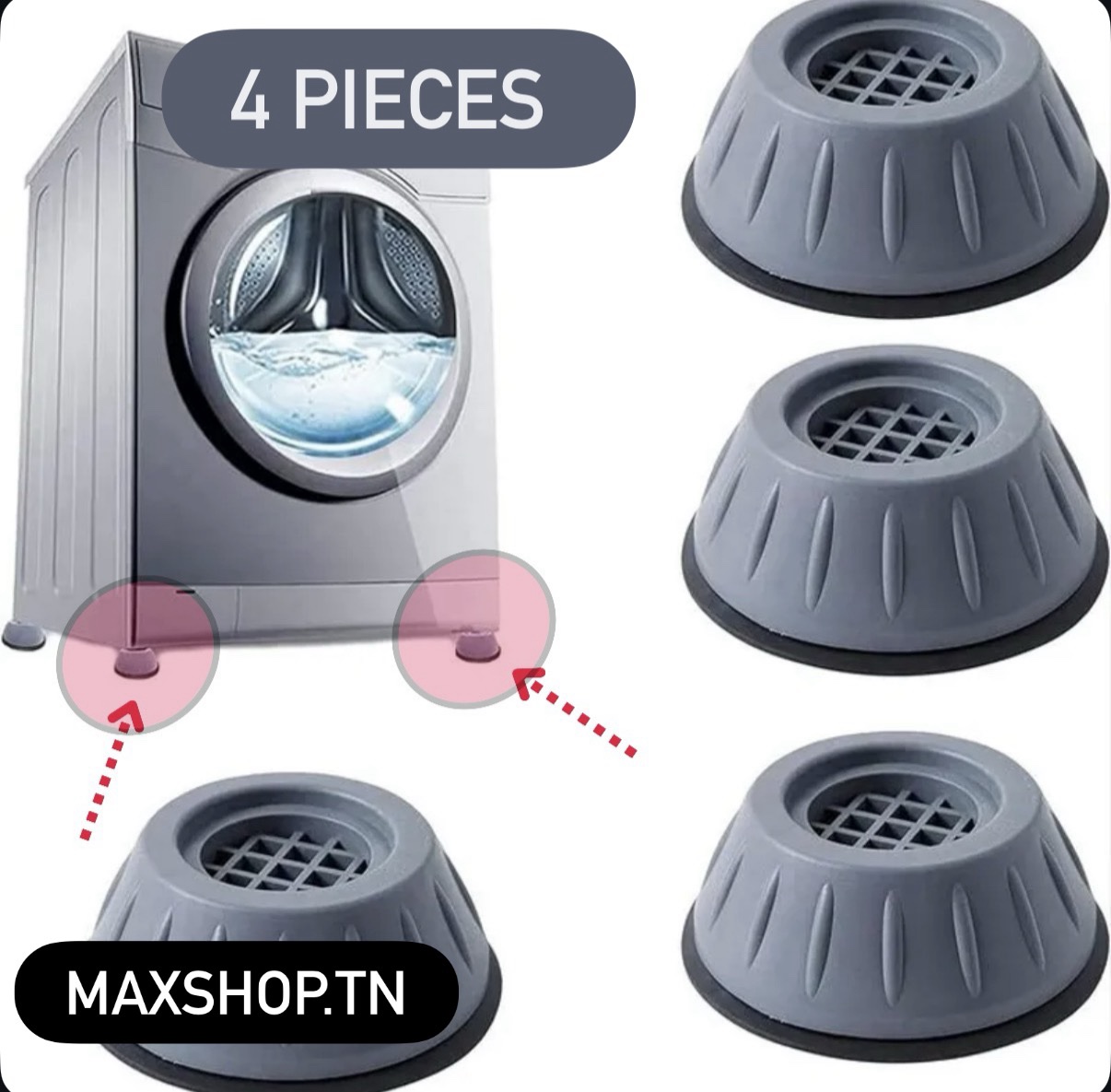 Lot 4 Patins Caoutchouc Machine à Laver - Pieds Anti-Vibrations