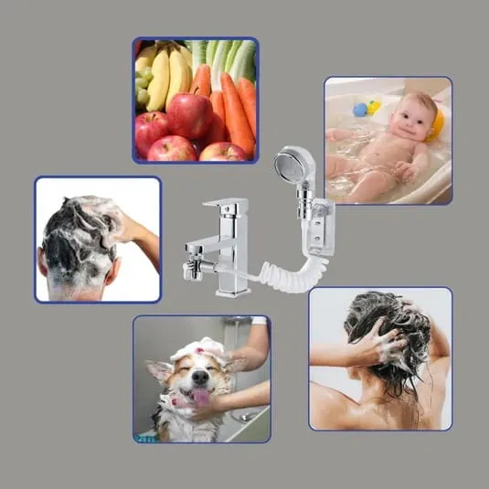 Set de Douche Stelione Réglable avec Douchette, Tuyau Extensible et Support Mural – Image 5