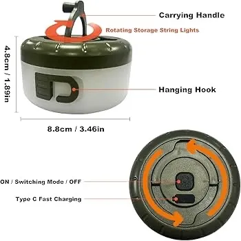 Guirlande LED Extérieure 2-en-1 – 8 m, 5 Modes, Camping & Jardin – Image 4