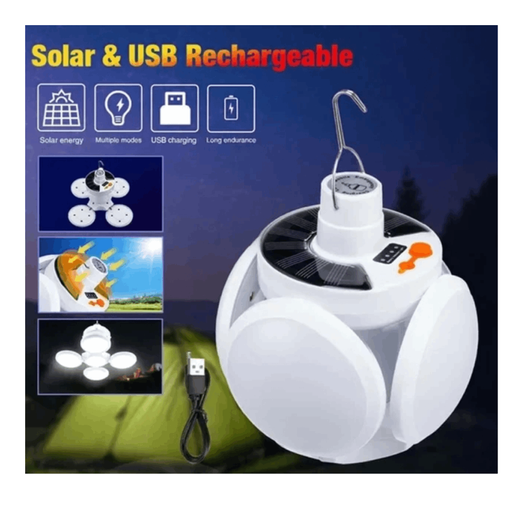 Lampe LED Rechargeable Solaire & USB – 5 Modes d’Éclairage Étanche