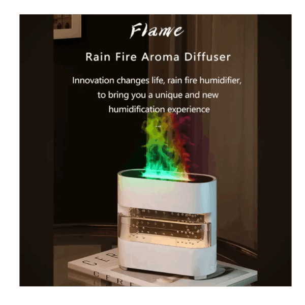 Diffuseur d’Arômes Rain Fire – Humidificateur & Lampe Ambiance avec Effet Pluie et Feu – Image 1