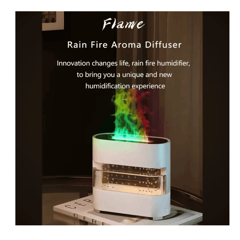 Diffuseur d’Arômes Rain Fire – Humidificateur & Lampe Ambiance avec Effet Pluie et Feu – Image 2