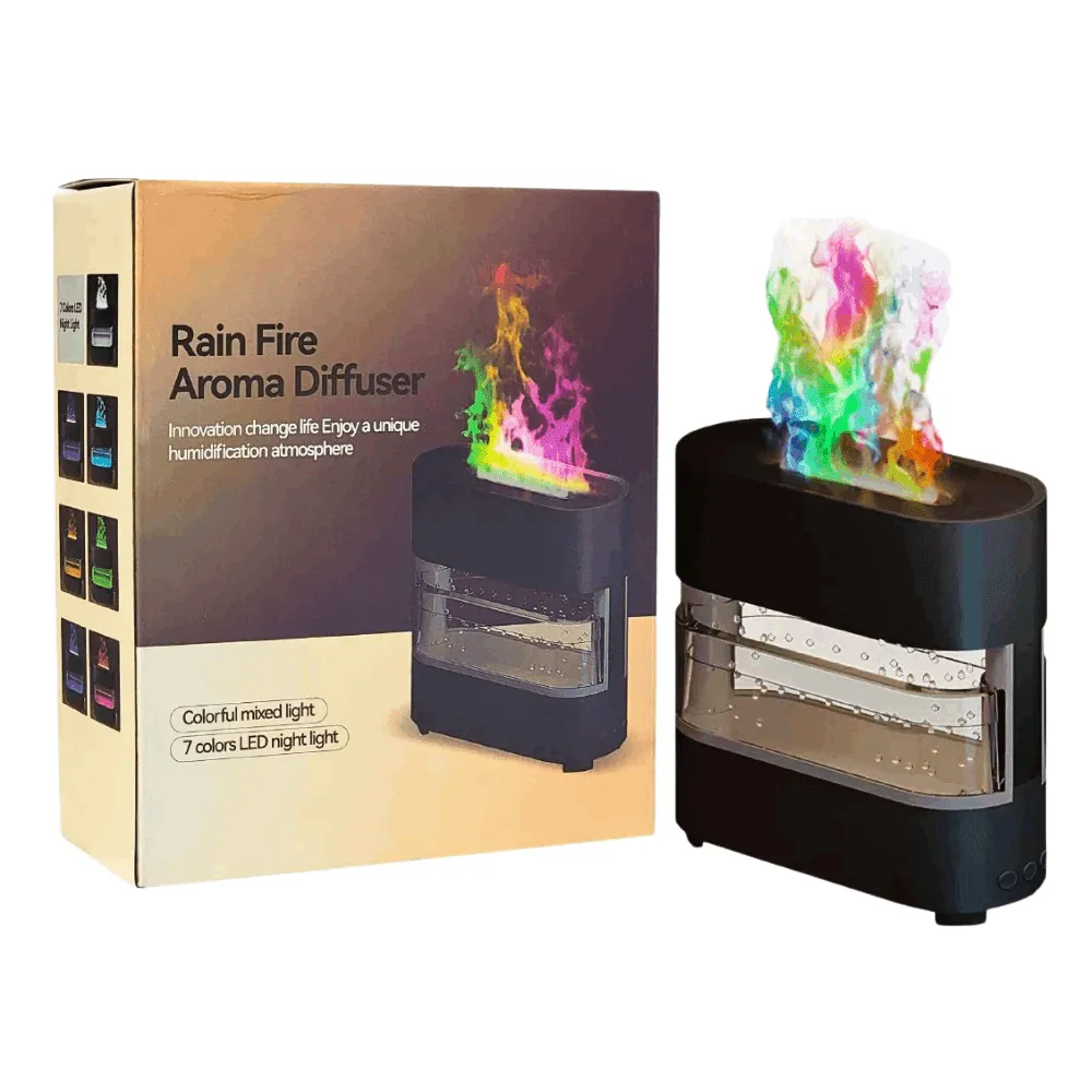 Diffuseur d’Arômes Rain Fire – Humidificateur & Lampe Ambiance avec Effet Pluie et Feu – Image 2