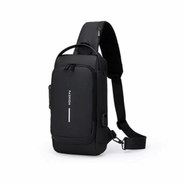 Sac de Poitrine Antivol FASHION – Port USB & Serrure de Sécurité – Noir – Image 4