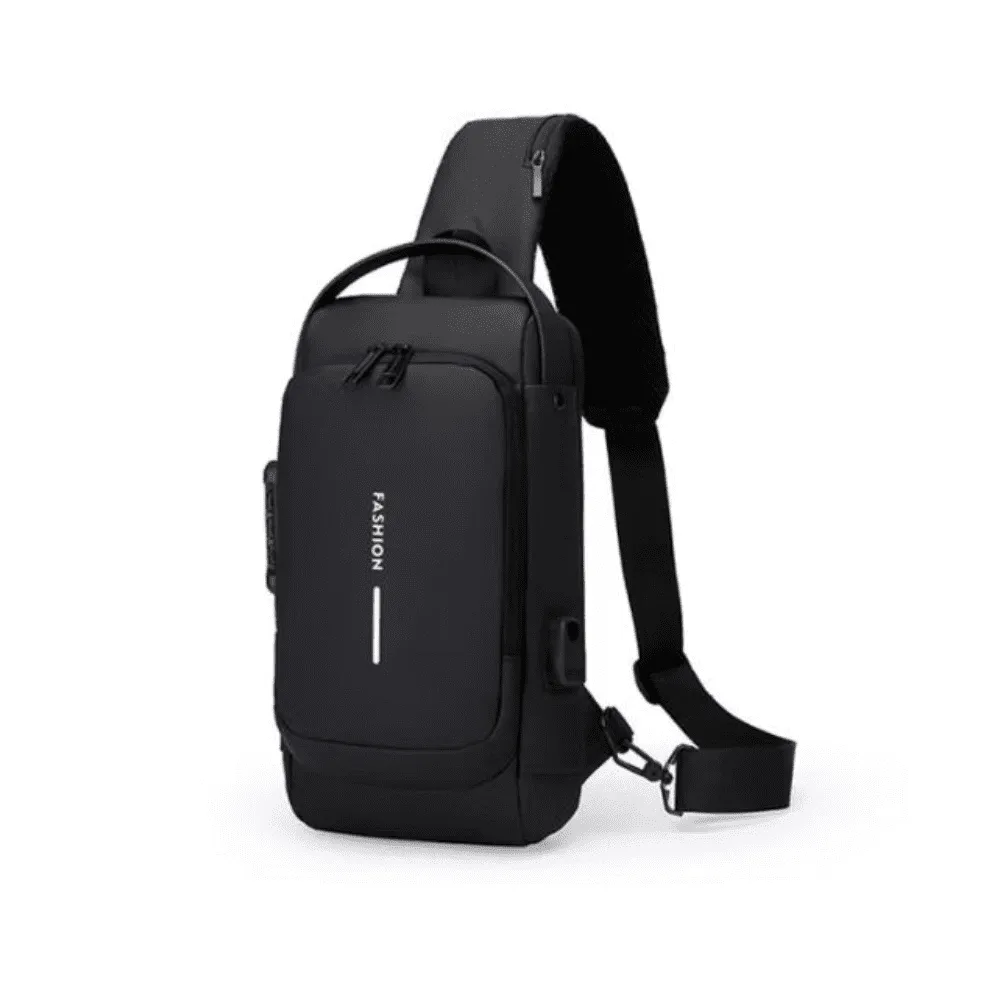 Sac de Poitrine Antivol FASHION – Port USB & Serrure de Sécurité – Noir – Image 5