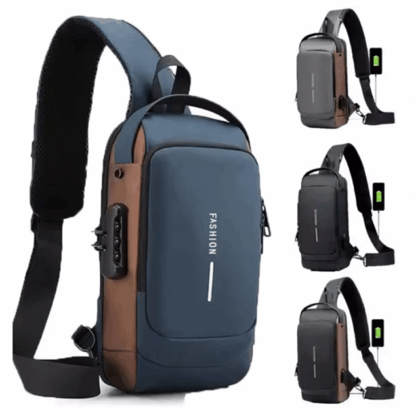 Sac de Poitrine Antivol FASHION – Port USB & Serrure de Sécurité – Noir – Image 1