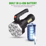 Torche Rechargeable Étanche 13 LED - Double Fonction Lumière Blanche & Rouge - Puissante et Résistante