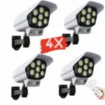 PROMO Pack de 4 Lampes Solaires Extérieur 77 LED - Détecteur de Mouvement - Forme Caméra de Sécurité
