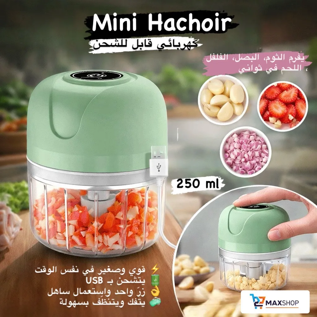 Mini Hachoir Électrique Rechargeable 250ML – Puissant, Compact & Facile à Utiliser – Image 2
