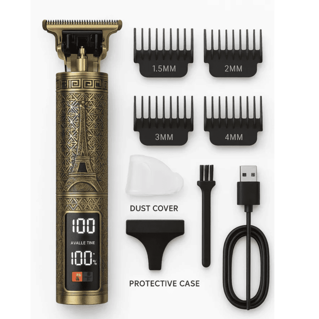 Nouveau projet Tondeuse T9 Professionnelle avec Afficheur LED – Rechargeable USB, Lame T-Zero en Acier Inoxydable – Image 1