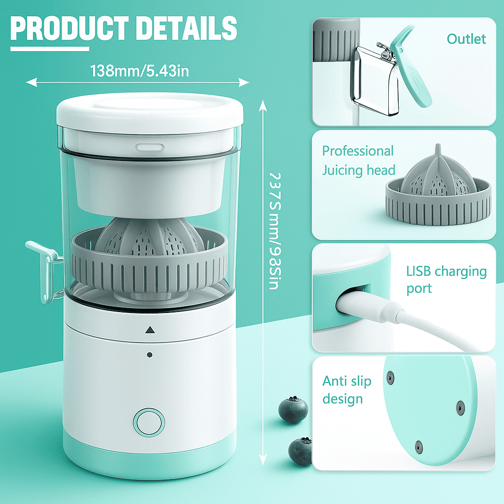 b389e154-691d-4ec4-9ccd-18ae64324d04 Presse-agrumes électrique portable multifonctionnel – Rechargeable USB, rapide et pratique – Image 2