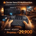Mini Clavier Sans Fil 2,4GHz avec Touchpad & Rétroéclairage – Rechargeable & Multifonction
