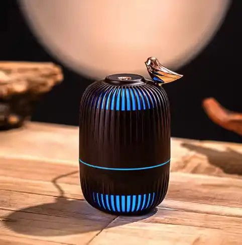 img_3001 Mini Diffuseur d’Air & Humidificateur USB avec LED – Design Oiseau Bois Foncé – Image 3