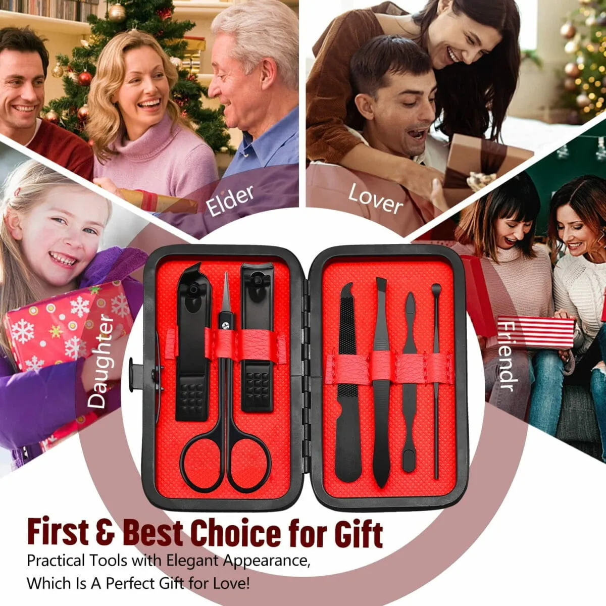 Kit Manucure & Pédicure 7 en 1 – Acier Inoxydable Noir avec Étui Élégant – Image 5