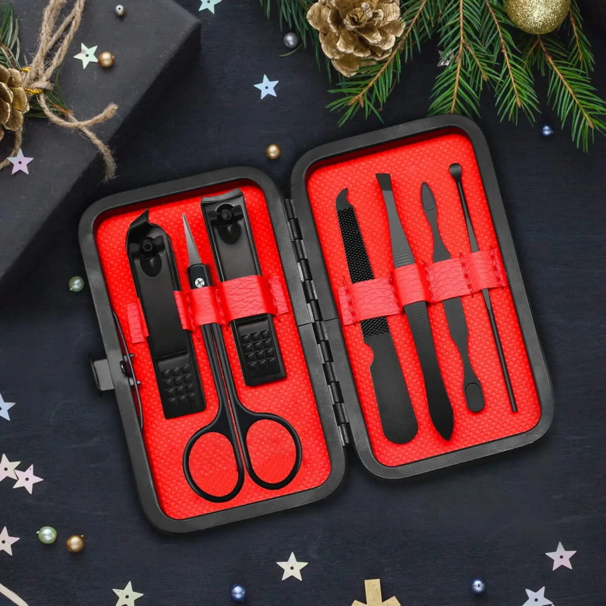 Kit Manucure & Pédicure 7 en 1 – Acier Inoxydable Noir avec Étui Élégant – Image 6