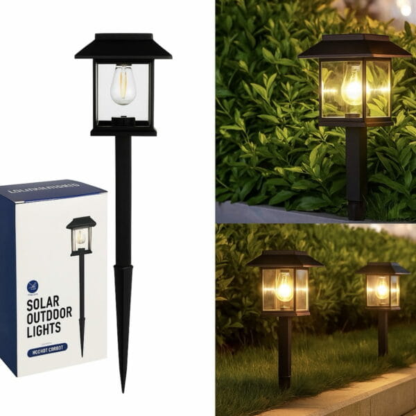 Lampe Solaire Extérieure LED – Éclairage de Jardin Étanche avec Piquet