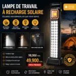 Lampe d’Urgence Portable Rechargeable – 5 Modes, 48 LED + 20 COB, Énergie Solaire & Poignée Intégrée