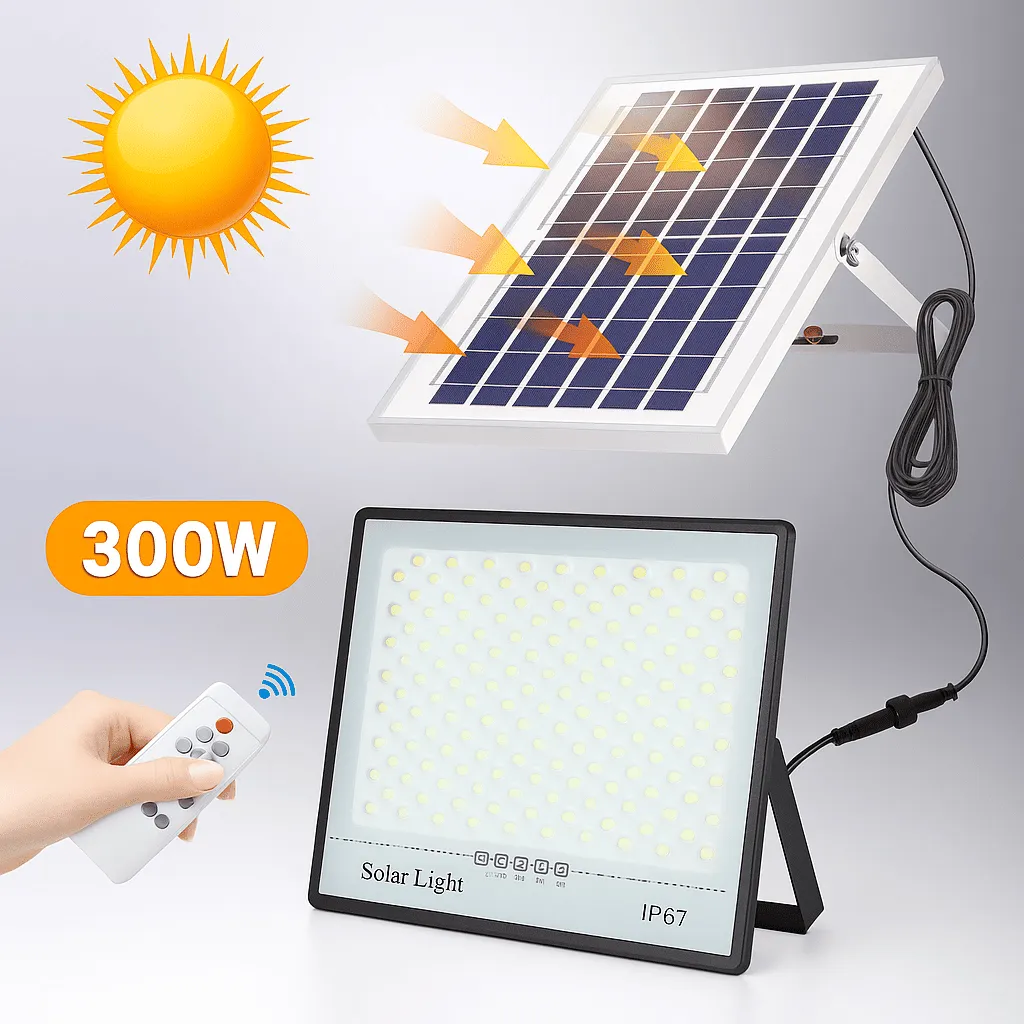 Projecteur Solaire LED 300W avec Télécommande – Étanche IP67 – Image 2