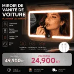 Miroir HD de Voiture avec LED – Fixation Pare-Soleil & 3 Niveaux d’Éclairage