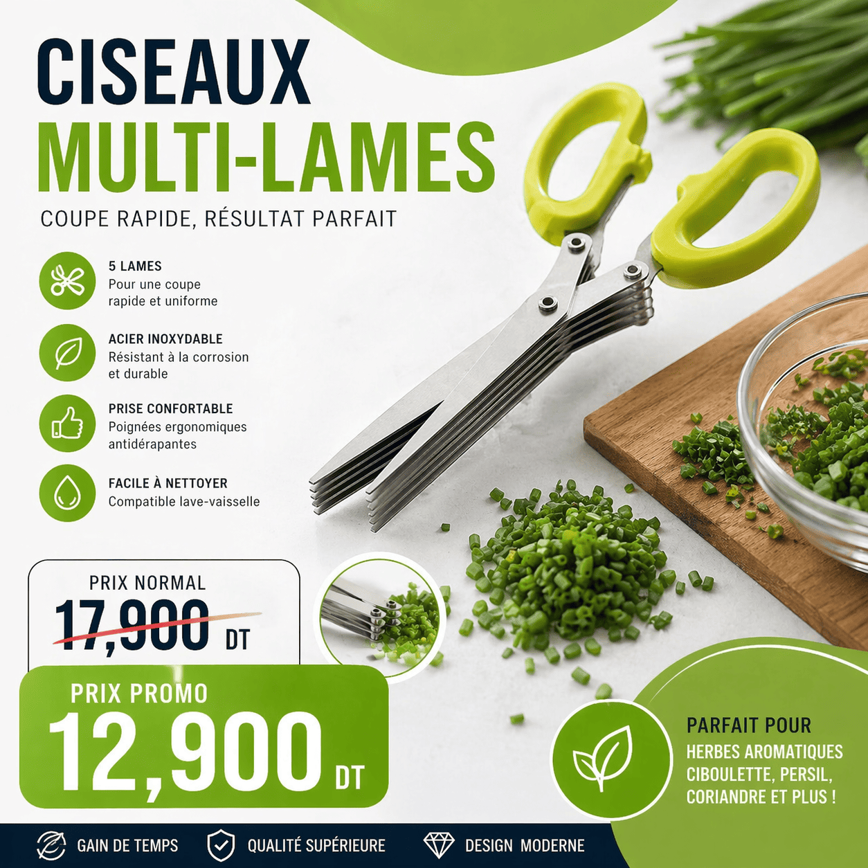 996a3a0d-efea-433e-a2aa-ffcc1815a0fe Ciseaux à Herbes de 5 Lames en Acier Inoxydable – Image 1