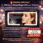 Miroir HD de Voiture avec LED – Fixation Pare-Soleil & 3 Niveaux d’Éclairage