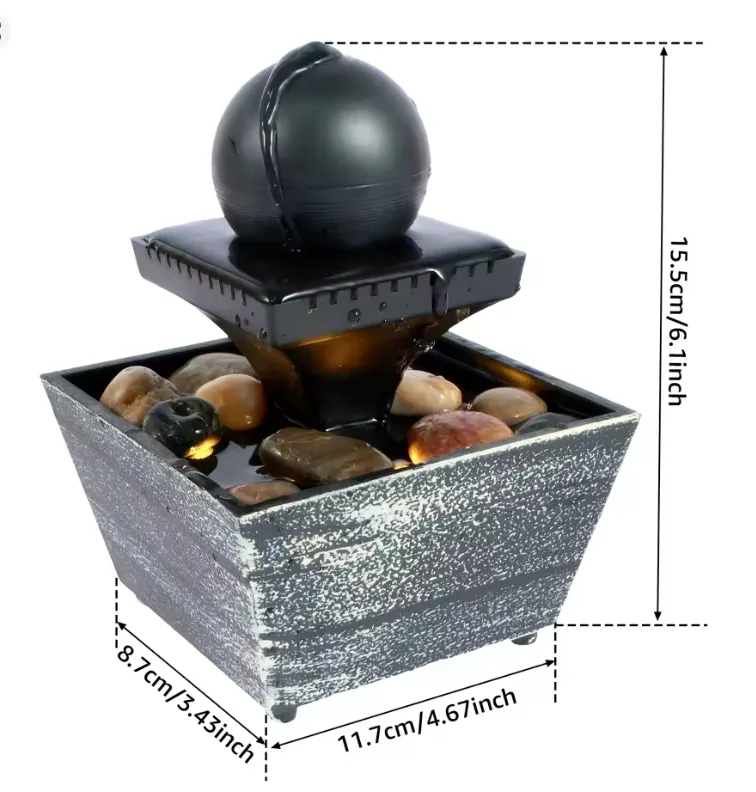 Fontaine d’Intérieur Relaxante avec LED et Galets Naturels – Image 3