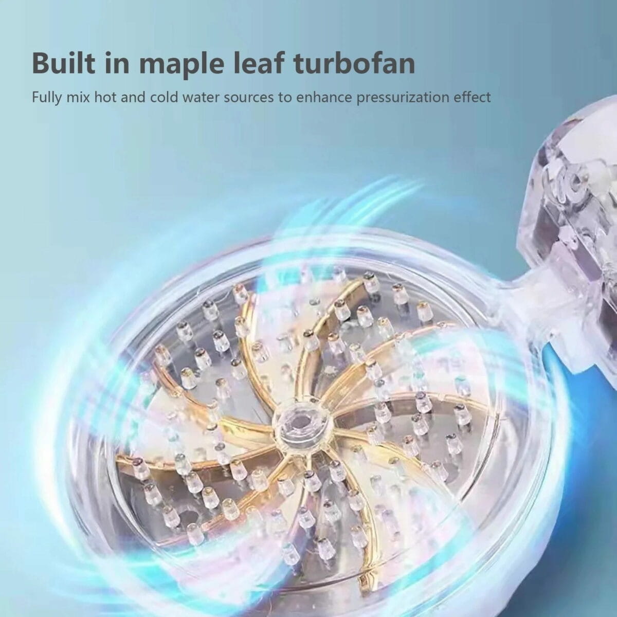 Pommeau de Douche Haute Pression avec Hélice – Jet Puissant & Économie d’Eau – Image 2