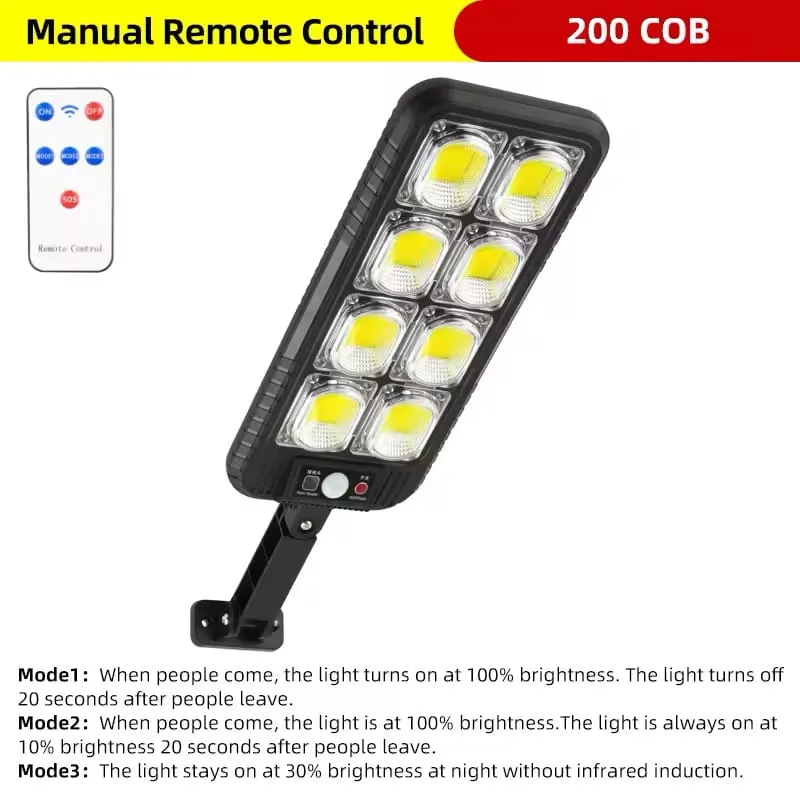 Lampe Solaire Extérieure 200 LED COB – Étanche IP65 avec Détecteur de Mouvement – Image 2