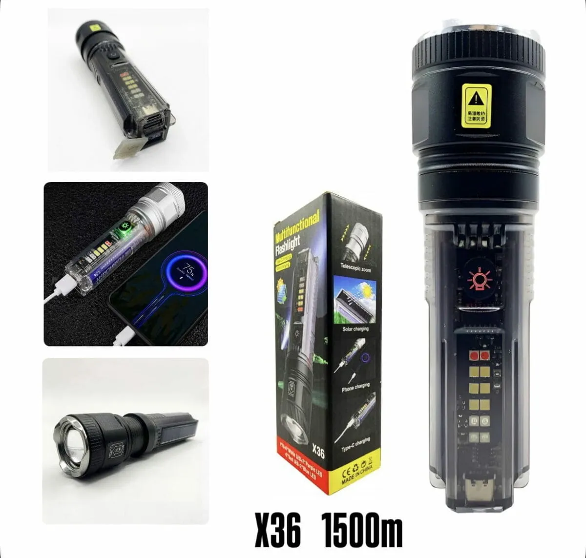 Lanterna Ultra LED Multifonctionnelle X36 – Zoom Longue Portée – Image 2