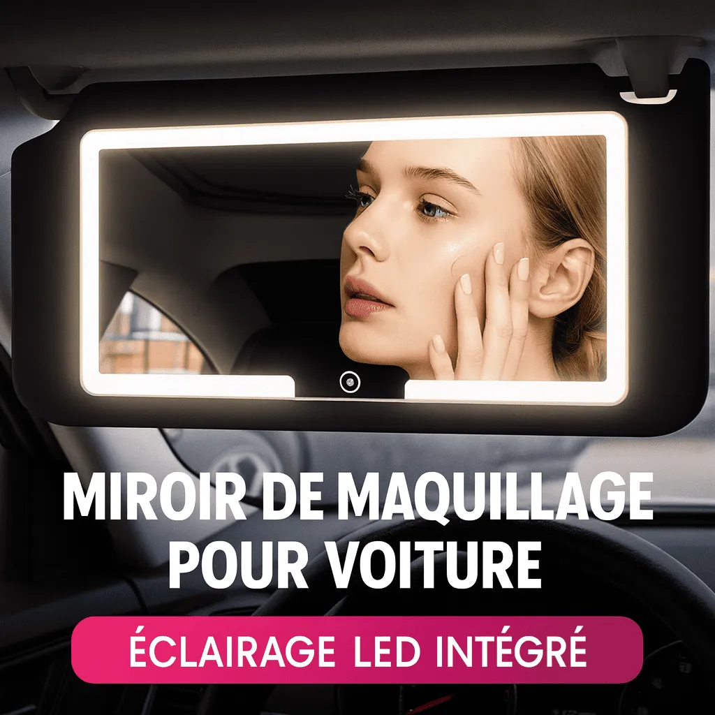 Miroir HD de Voiture avec LED – Fixation Pare-Soleil & 3 Niveaux d’Éclairage – Image 2