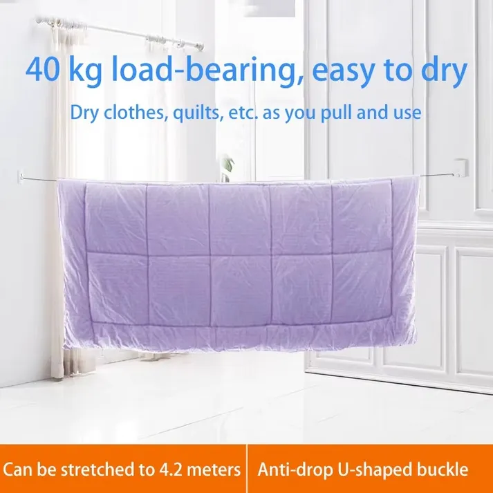 Sèche-linge Rétractable en Acier Inoxydable – Corde 4.2 m – Image 6