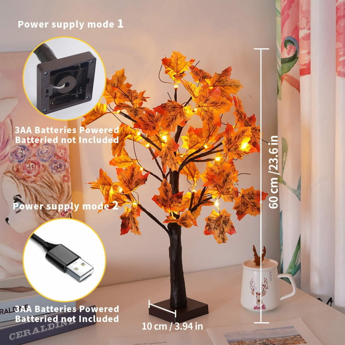 Lampe Arbre Feuilles d’Érable 24 LED – Lumière Féérique & Décoration Romantique – Image 4