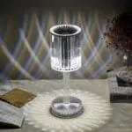 Lampe de Table LED en Cristal – Sans Fil Rechargeable, Gradation Tactile