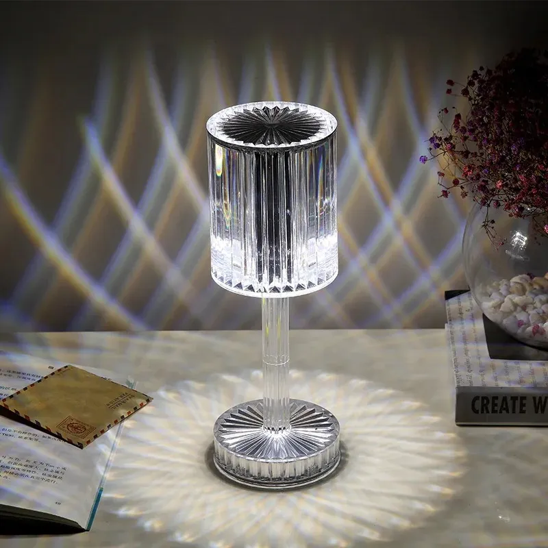 Lampe de Table LED en Cristal – Sans Fil Rechargeable, Gradation Tactile – Image 2