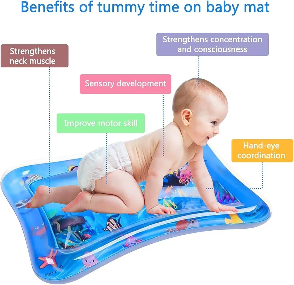 Tapis de Jeu d’Eau Bébé – Bébé Water Pad Gonflable Tummy Time – Image 3