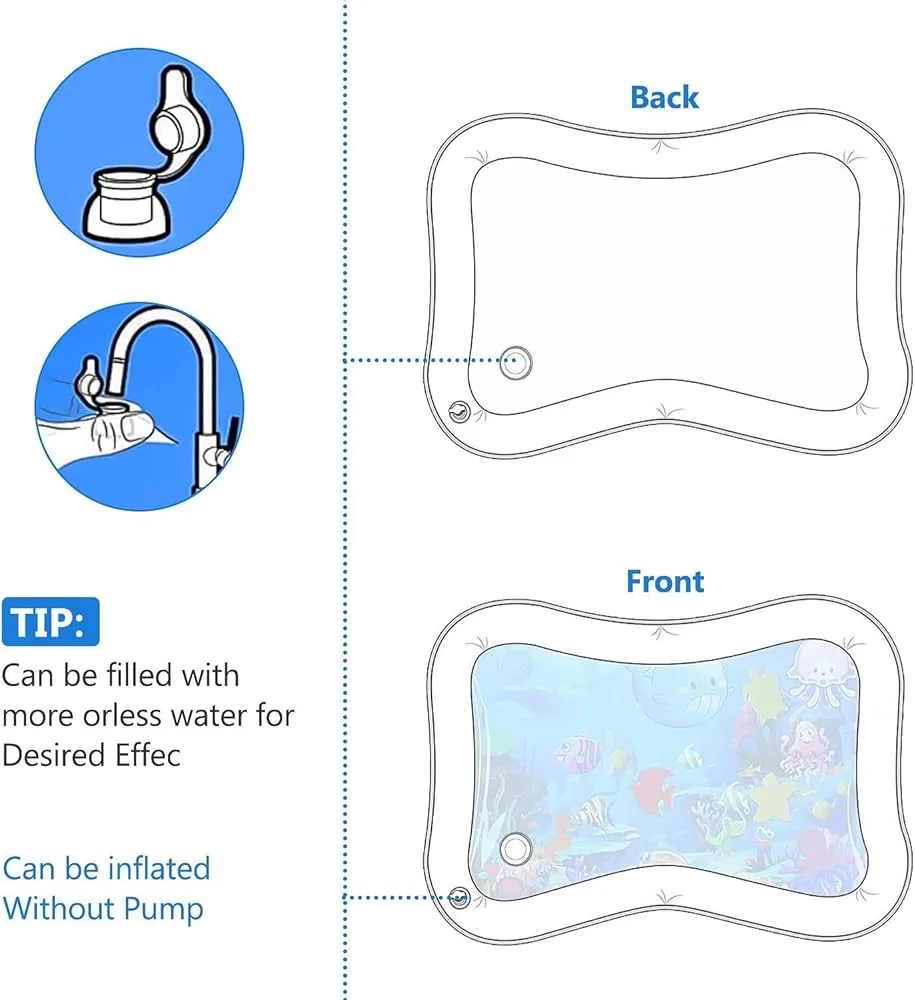 Tapis de Jeu d’Eau Bébé – Bébé Water Pad Gonflable Tummy Time – Image 4