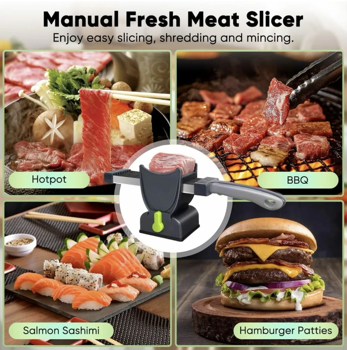 Coupe-Viande Manuel – Fresh Meat Slicer Épaisseur Réglable 2–4 mm – Image 8